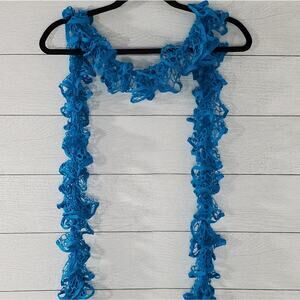 Blue Accent Hand Knit Scarf NWOT